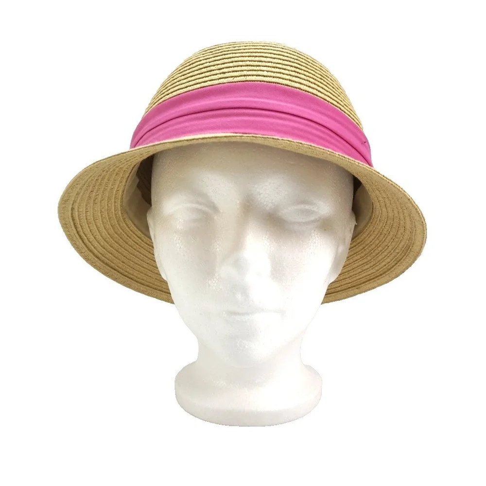 David And‎ Young Women's Straw Panama Pink Band Hat, One Size